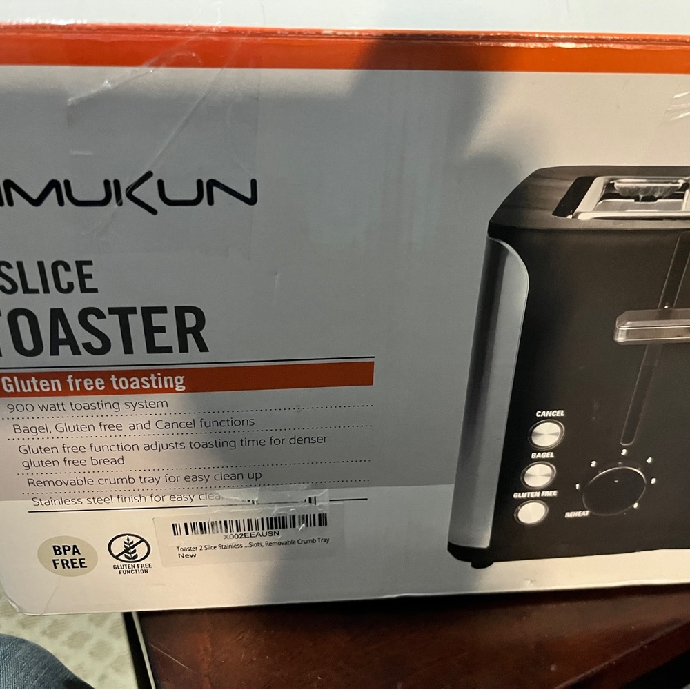 Vimukun 2- Slice Toaster, Gluten-Free Toasting, Bagel Function, Crumb Tray